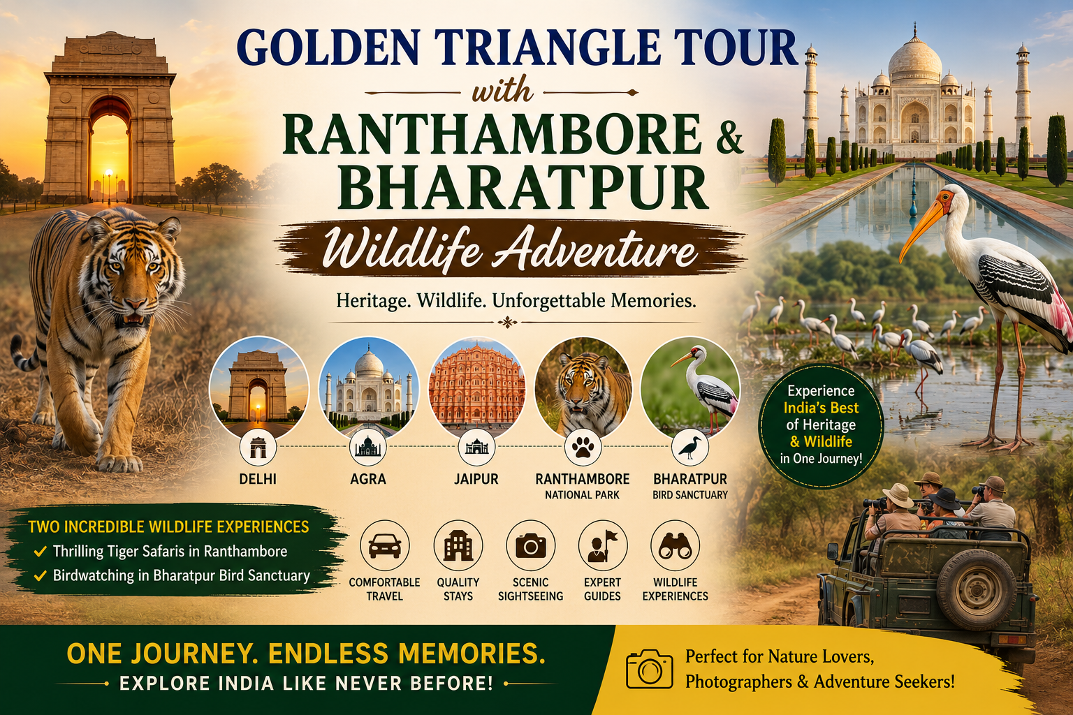 Golden Triangle Tour with Ranthambore & Bharatpur Wildlife Adventure